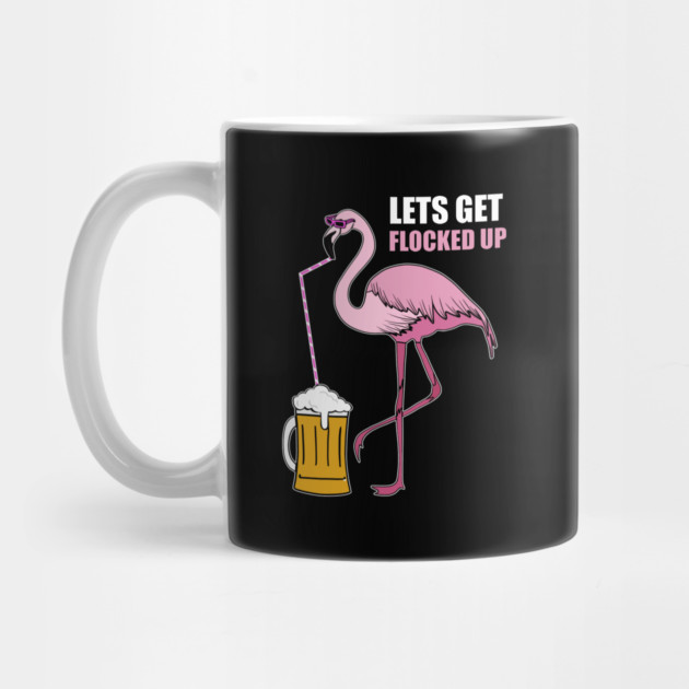 Let's get Flocked up Flamingo drinking beer by logiamerch