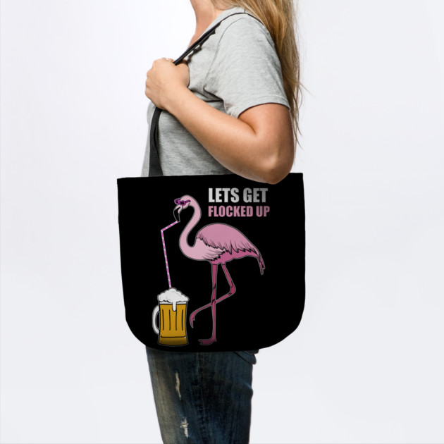 Let's get Flocked up Flamingo drinking beer by logiamerch