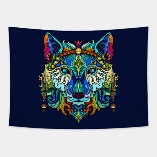 Animal Spirits - Wolf Shaman Tapestry