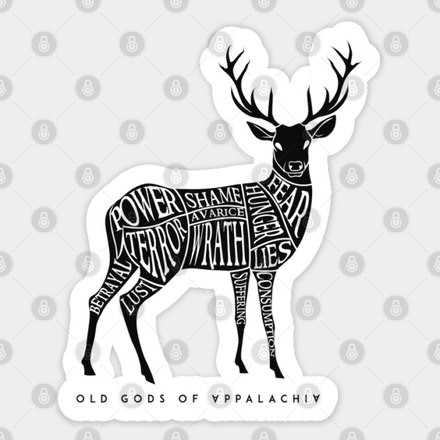 Horned Head: Meatchart Black Sticker by Old Gods of Appalachia