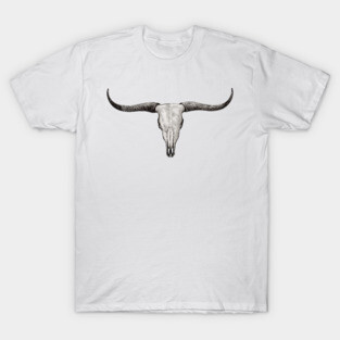 Longhorn Bull Steer Skull Ranch Barn Art T-Shirt