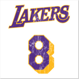 Kobe Bryant #8 rookie distressed practice jersey Posters and Art