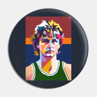 Larry Bird colorful pop art Pin