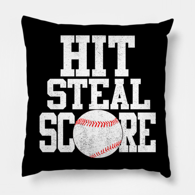 Hit Steal Score funny Baseball Player T Shirt Pillow by belownormal