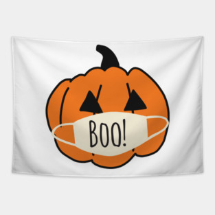 Halloween 2020 Pumpkin With Coronavirus Face Mask Edit View Tapestry