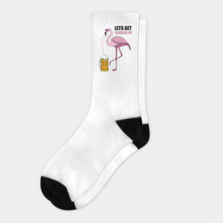 Let's get Flocked up Flamingo drinking beer Socks