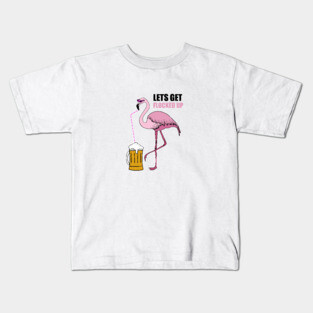 Let's get Flocked up Flamingo drinking beer Kids T-Shirt