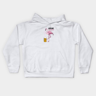 Let's get Flocked up Flamingo drinking beer Kids Hoodie
