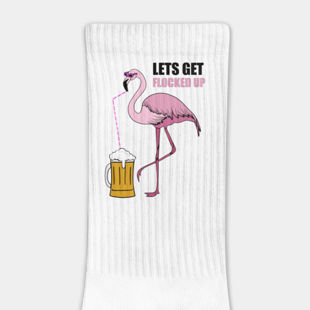 Let's get Flocked up Flamingo drinking beer by logiamerch
