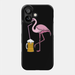 Flamingo drinking beer Funny Tropical Phone Case