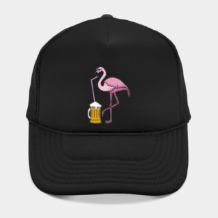 Flamingo drinking beer Funny Tropical Hat