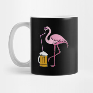 Flamingo drinking beer Funny Tropical Mug