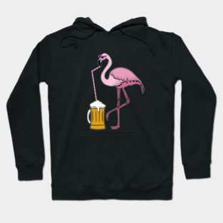 Flamingo drinking beer Funny Tropical Hoodie