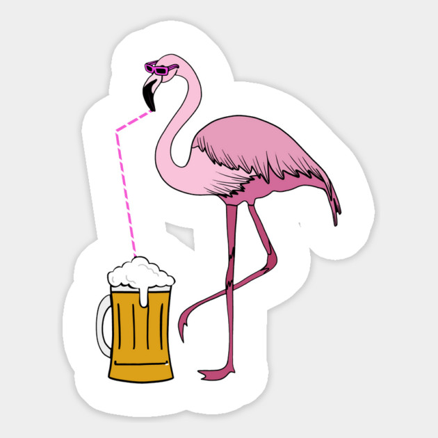 Flamingo drinking beer Funny Tropical Magnet by logiamerch