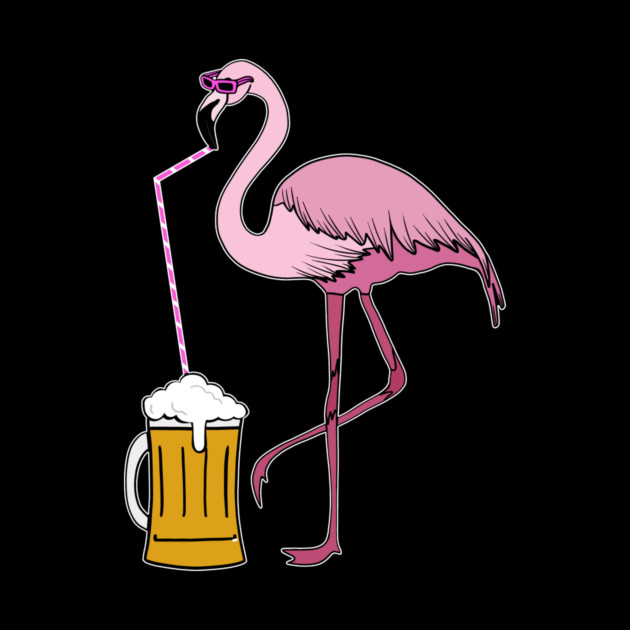 Flamingo drinking beer Funny Tropical by logiamerch