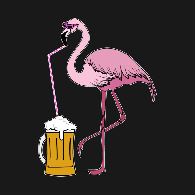 Flamingo drinking beer Funny Tropical by logiamerch