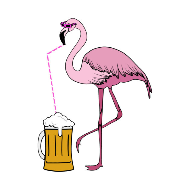 Flamingo drinking beer Funny Tropical by logiamerch