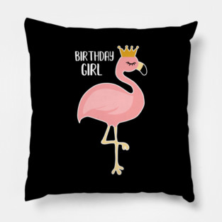 Pink Flamingo, Birthday Girl Gift Princess Pillow