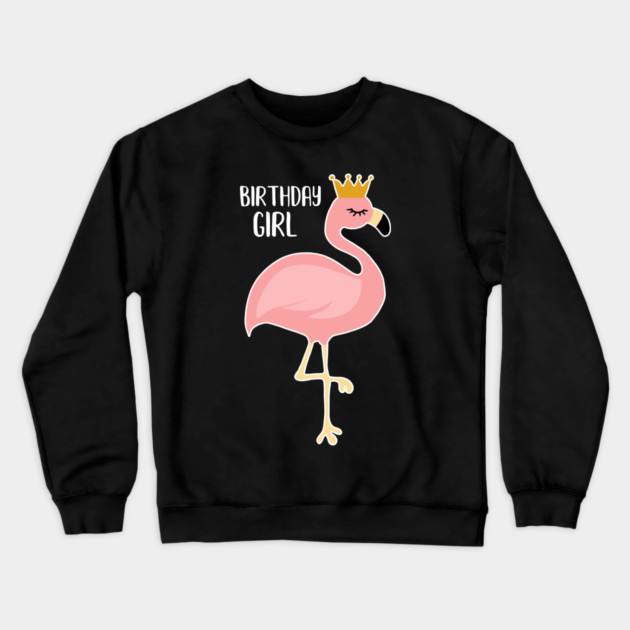 Pink Flamingo, Birthday Girl Gift Princess Crewneck Sweatshirt by logiamerch