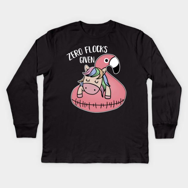 Zero Flocks Given Unicorn Flamingo Lover Kids Long Sleeve T-Shirt by logiamerch