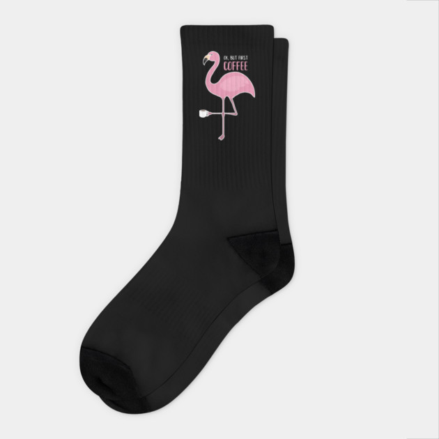 OK But First Coffe, Love Flamingos Socks by logiamerch