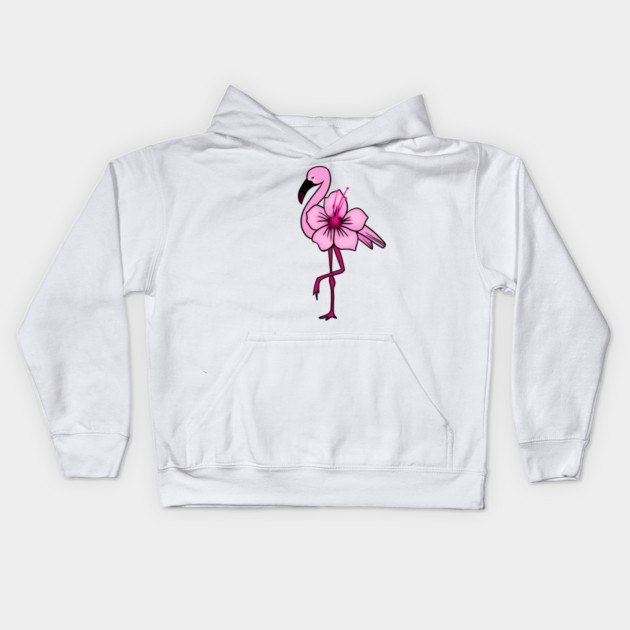 Flamingo Floral, Hawaiian Flower, Love Flamingos Kids Hoodie by logiamerch