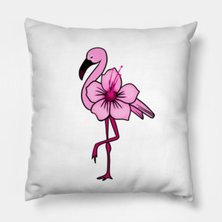 Flamingo Floral, Hawaiian Flower, Love Flamingos Pillow