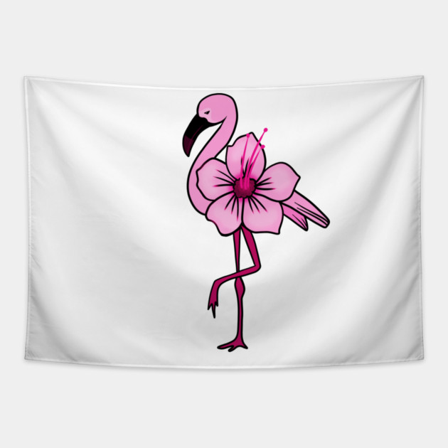 Flamingo Floral, Hawaiian Flower, Love Flamingos Tapestry by logiamerch