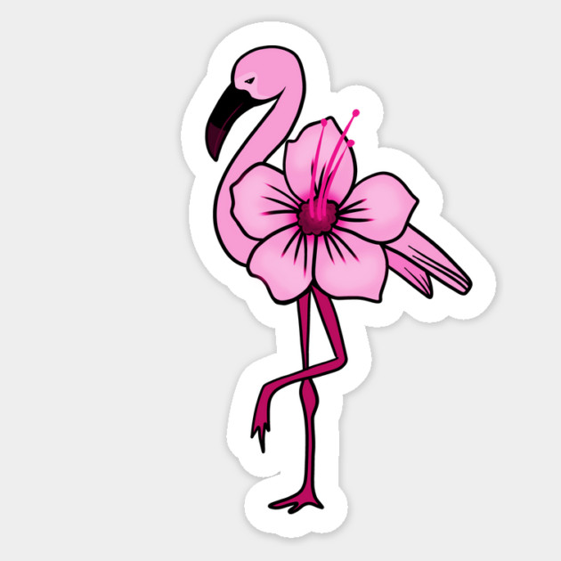 Flamingo Floral, Hawaiian Flower, Love Flamingos Sticker by logiamerch