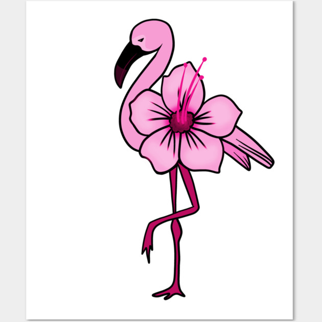 Flamingo Floral, Hawaiian Flower, Love Flamingos Wall Art by logiamerch