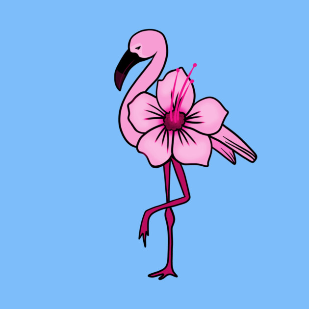 Flamingo Floral, Hawaiian Flower, Love Flamingos by logiamerch