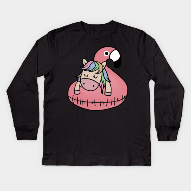 Unicorn Flamingo Chillin Kids Long Sleeve T-Shirt by logiamerch