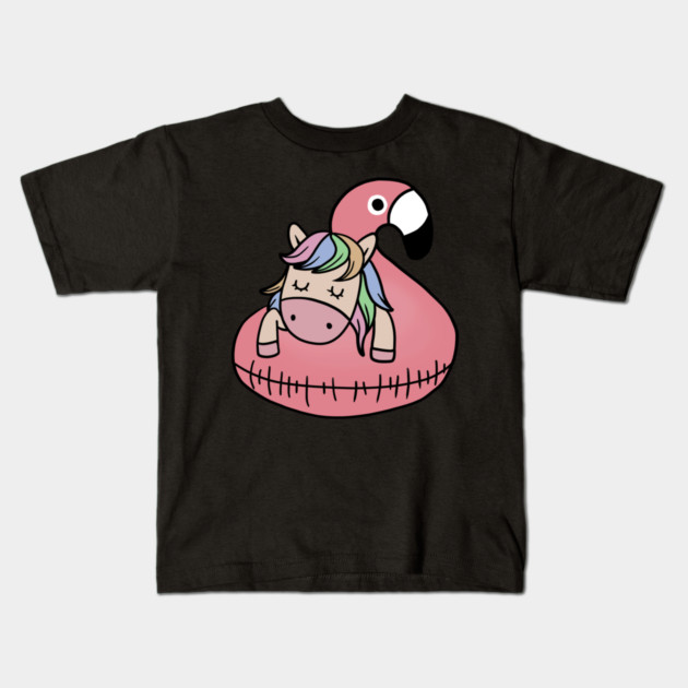 Unicorn Flamingo Chillin Kids T-Shirt by logiamerch