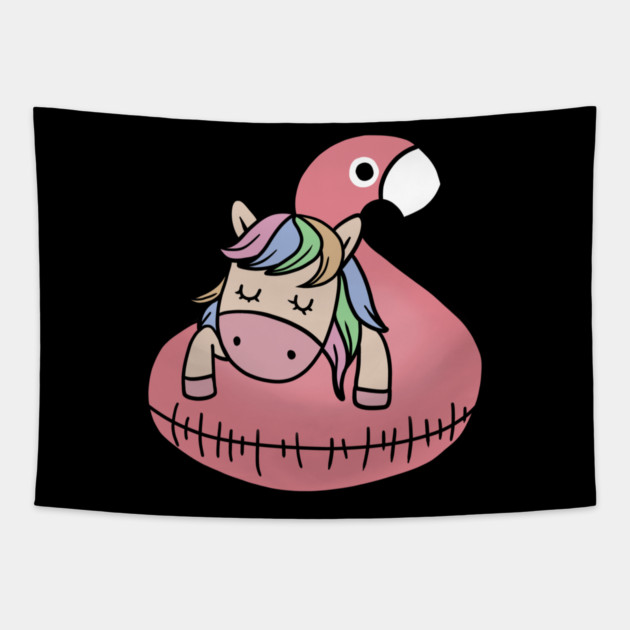 Unicorn Flamingo Chillin Tapestry by logiamerch