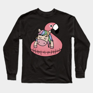 Unicorn Flamingo Chillin Long Sleeve T-Shirt