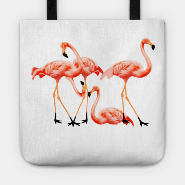 Flamingo Flock, Love Flamingos Tropical Birds Tote by logiamerch