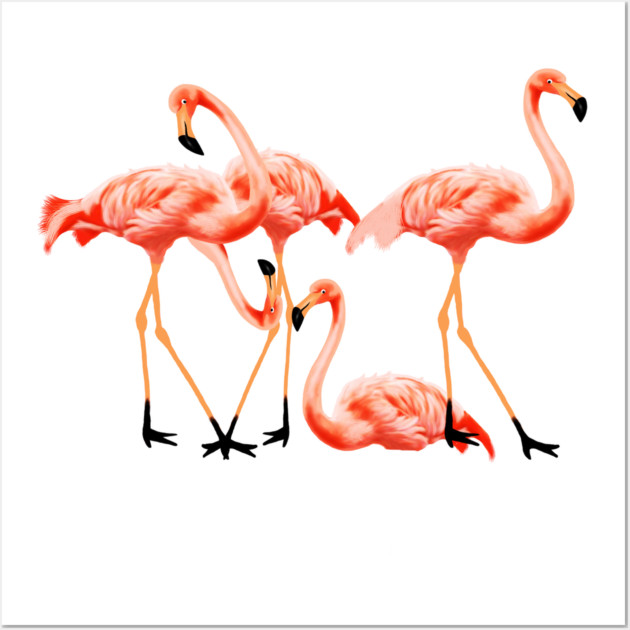 Flamingo Flock, Love Flamingos Tropical Birds Wall Art by logiamerch