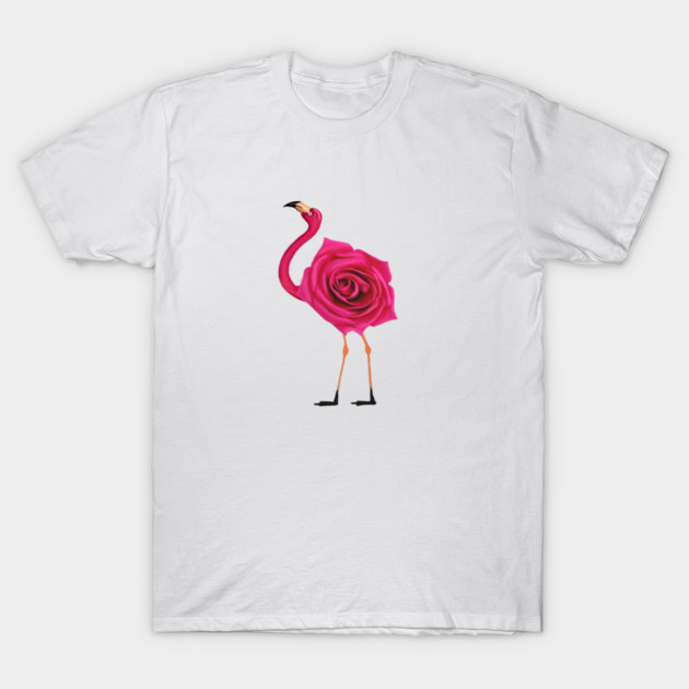 Flamingo with Rose Body, Love Flamingos T-Shirt by logiamerch