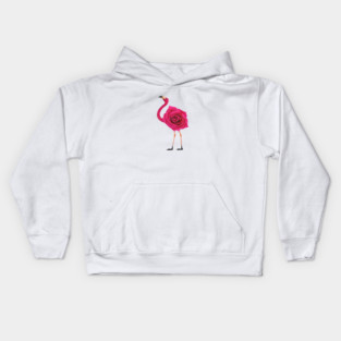 Flamingo with Rose Body, Love Flamingos Kids Hoodie