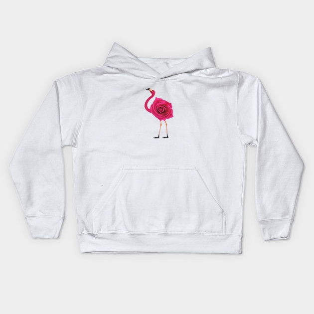 Flamingo with Rose Body, Love Flamingos Kids Hoodie by logiamerch