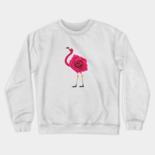 Flamingo with Rose Body, Love Flamingos Crewneck Sweatshirt