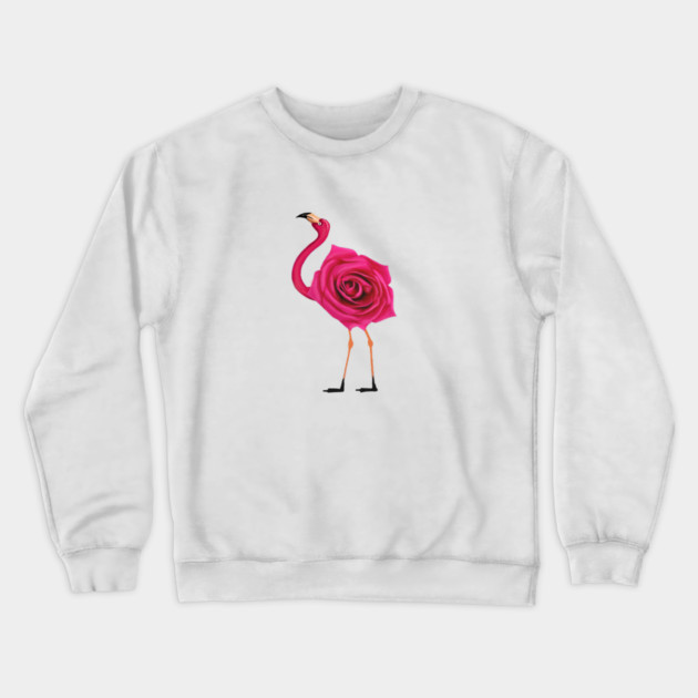 Flamingo with Rose Body, Love Flamingos Crewneck Sweatshirt by logiamerch