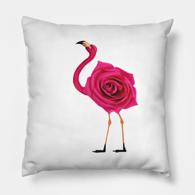 Flamingo with Rose Body, Love Flamingos Pillow by logiamerch