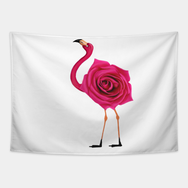 Flamingo with Rose Body, Love Flamingos Tapestry by logiamerch