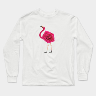 Flamingo with Rose Body, Love Flamingos Long Sleeve T-Shirt