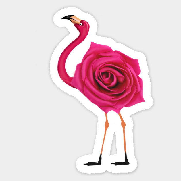 Flamingo with Rose Body, Love Flamingos Sticker by logiamerch