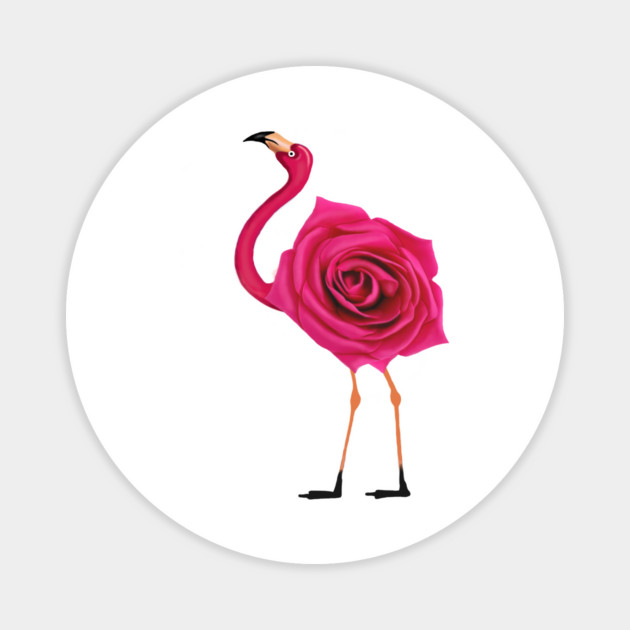 Flamingo with Rose Body, Love Flamingos Magnet by logiamerch