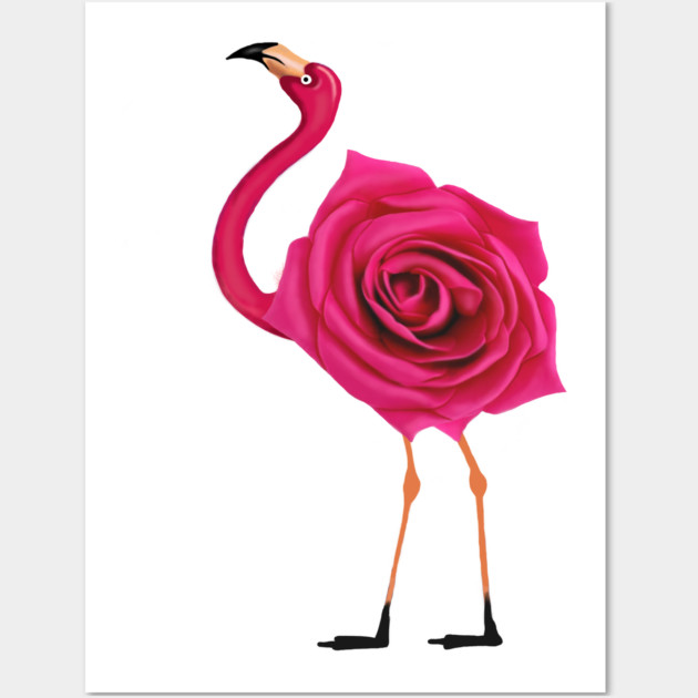 Flamingo with Rose Body, Love Flamingos Wall Art by logiamerch