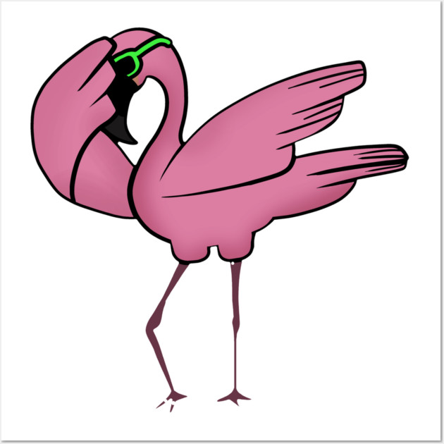 Funny Flamingo Dab Dabbing Dancing, Love Flamingos Wall Art by logiamerch