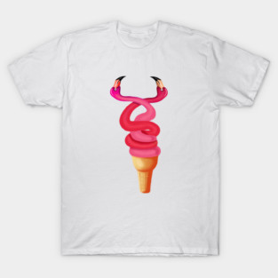 Tropical Floral Icecream, Love Flamingos T-Shirt